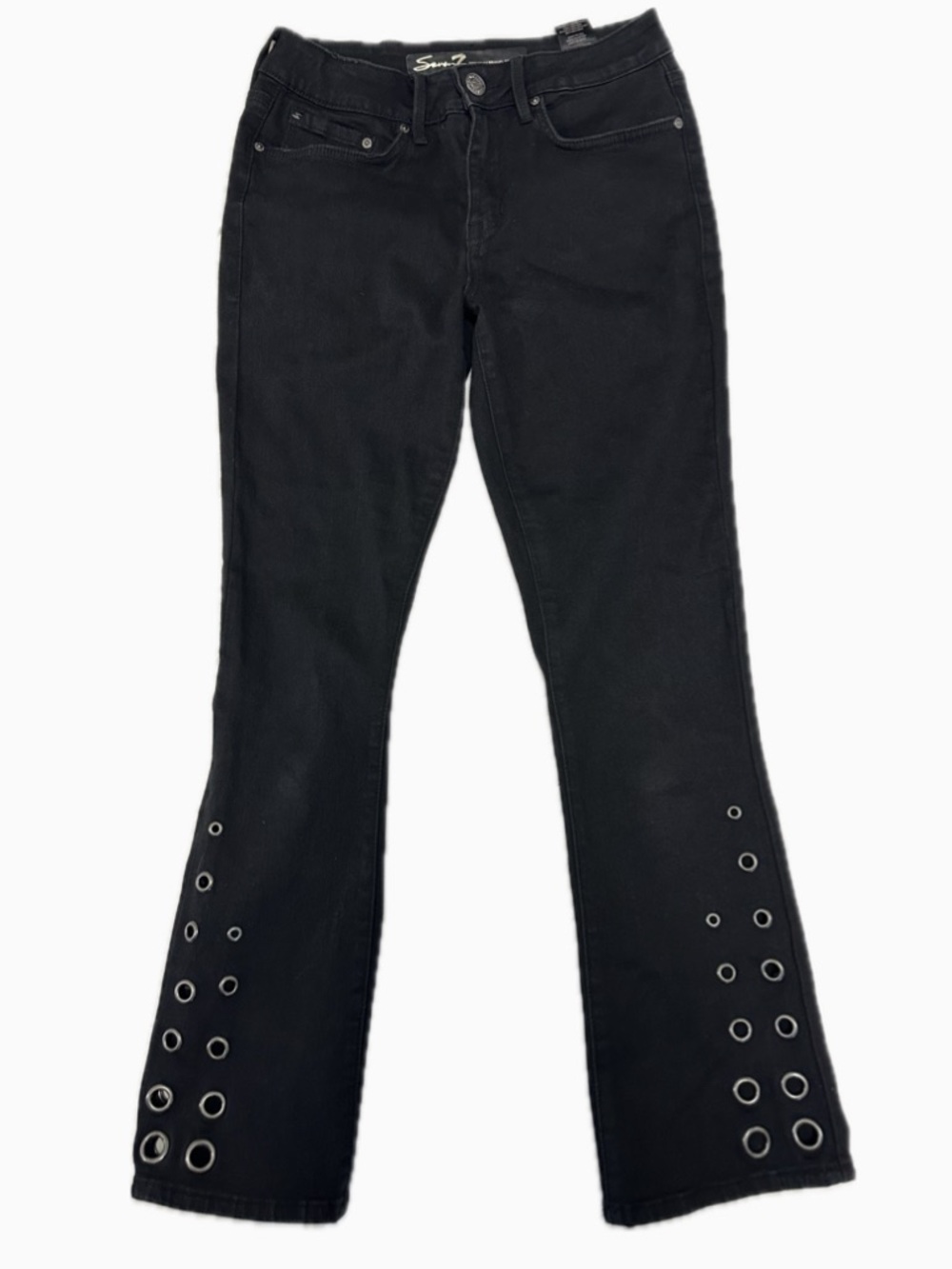 Black Flared Jeans with Grommet